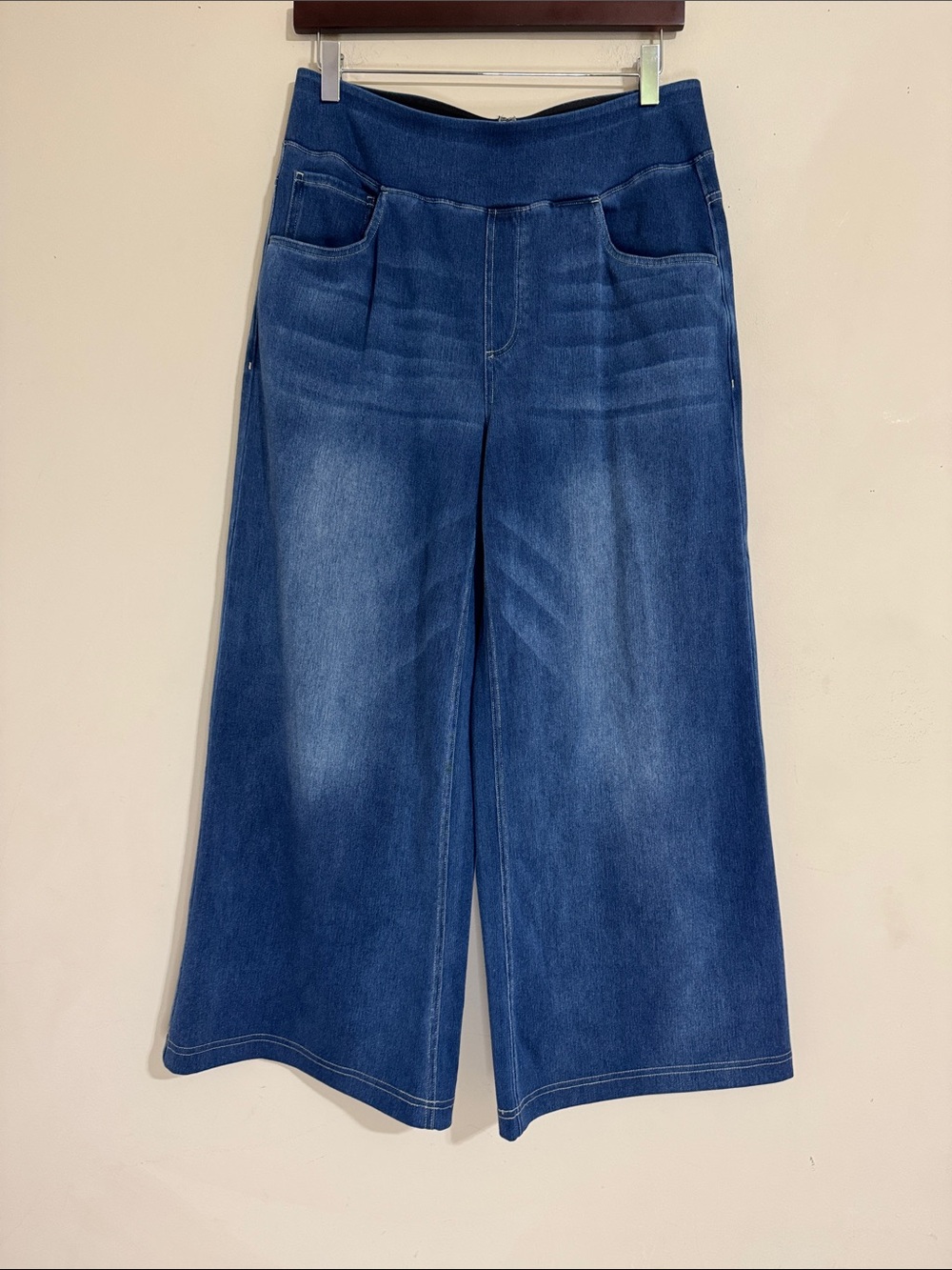 Halara Flex High Waisted Baggy Wide Leg Pull-On Jeans Blue size LP Casual Comfy